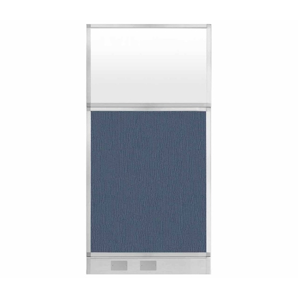 Hush Panel Configurable Cubicle Partition 3' x 6' Ocean Fabric Frosted Window w/ Cable Channel